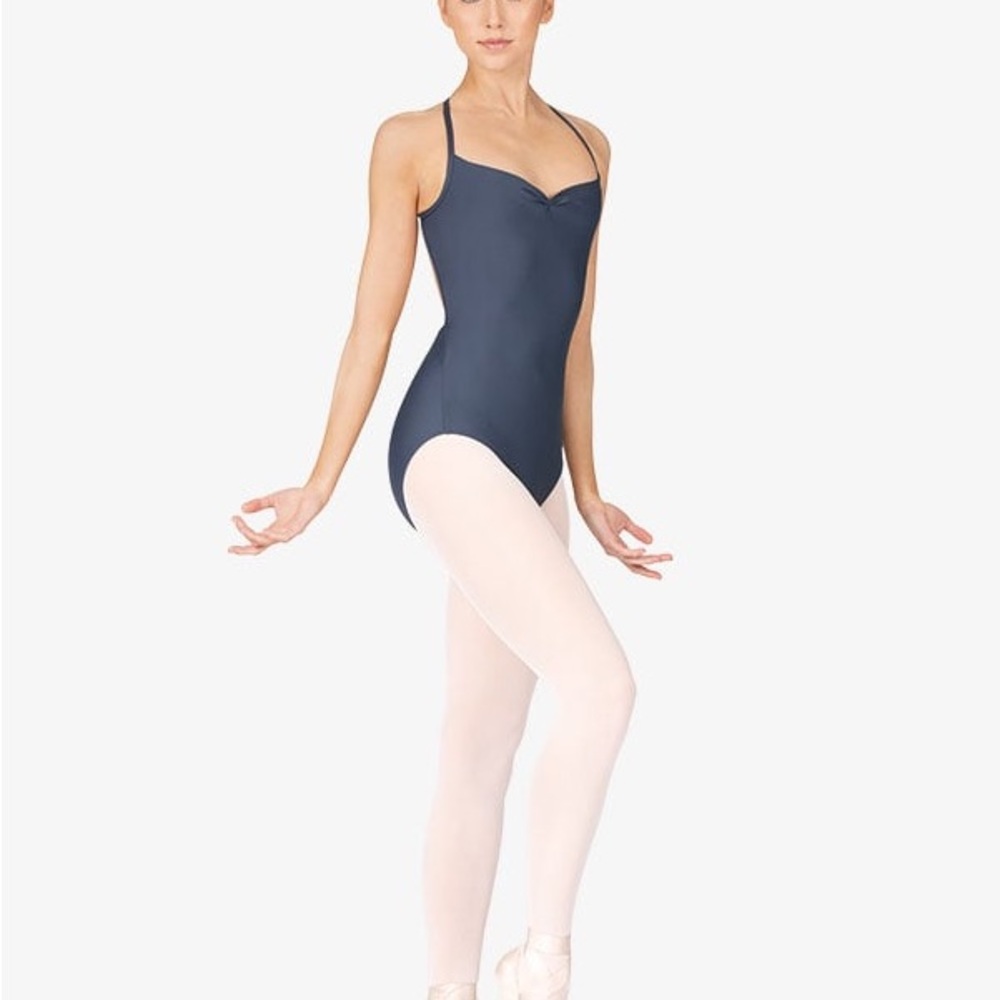 Mariia Crown Navy Women's Pinch Front Crisscross Camisole Leotard